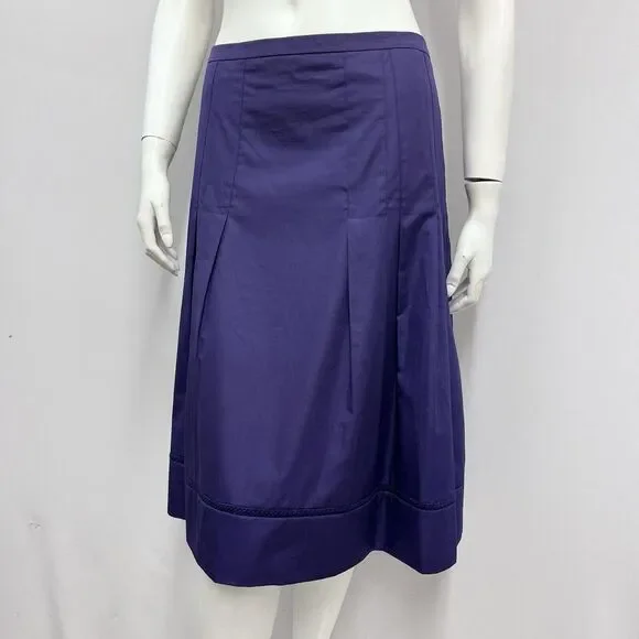 Akris Punto Pleated Skirt 100% Cotton Crochet Detail Size F 46 US‎ 14 - Picture 2 of 8